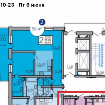 Продается 2-х комнатная квартира, 62 м²