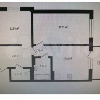 Продается 2-х комнатная квартира, 59,2 м²