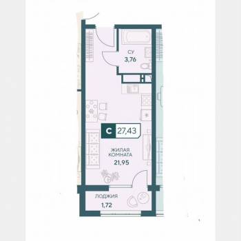 Продается 1-комнатная квартира, 27,4 м²