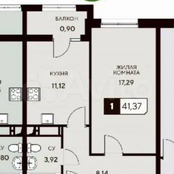 Продается 1-комнатная квартира, 41,4 м²