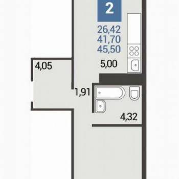 Продается 1-комнатная квартира, 46 м²