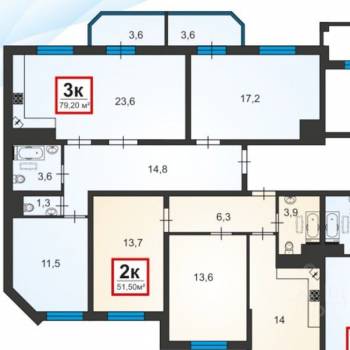 Продается 3-х комнатная квартира, 72,7 м²