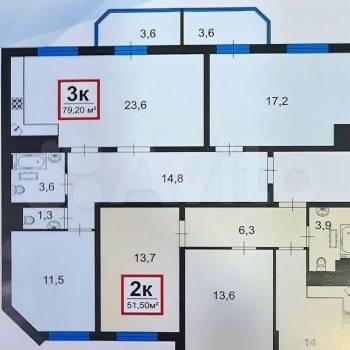 Продается 3-х комнатная квартира, 80 м²