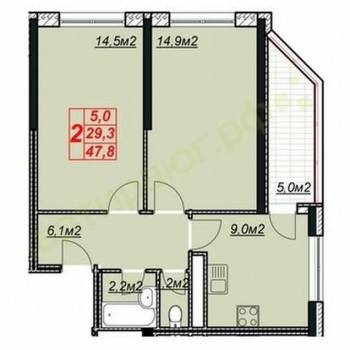 Продается 2-х комнатная квартира, 51 м²