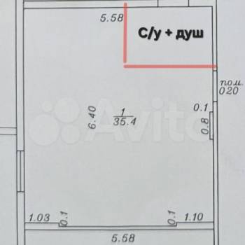 Продается 1-комнатная квартира, 35,6 м²
