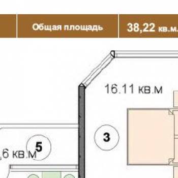 Продается 1-комнатная квартира, 38,22 м²