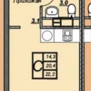 Продается 1-комнатная квартира, 24 м²