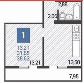 Продается 1-комнатная квартира, 39 м²
