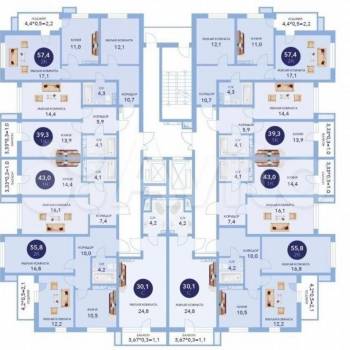 Продается 2-х комнатная квартира, 57,2 м²