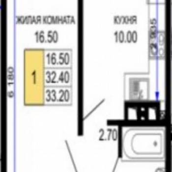 Продается 1-комнатная квартира, 32,5 м²