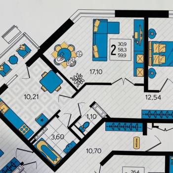 Продается 2-х комнатная квартира, 60,2 м²