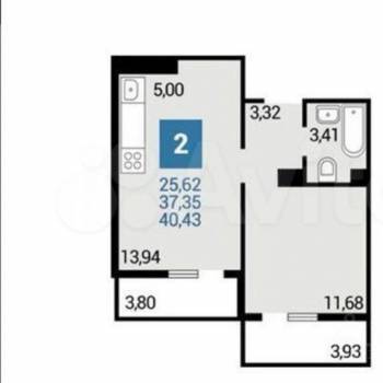 Сдается 1-комнатная квартира, 41 м²