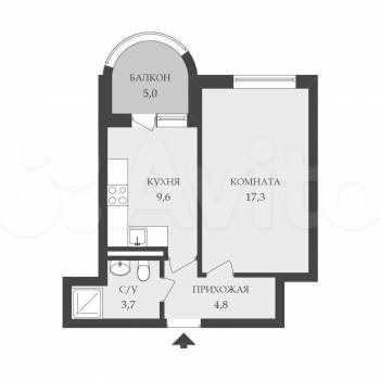Продается 1-комнатная квартира, 40 м²