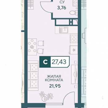 Продается 1-комнатная квартира, 27,4 м²