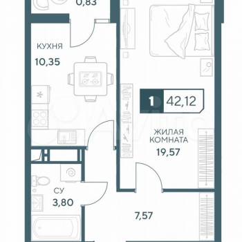 Продается 1-комнатная квартира, 42,1 м²