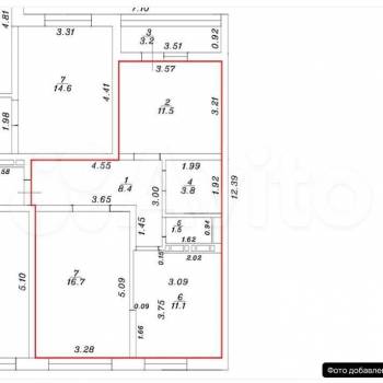 Продается 2-х комнатная квартира, 56 м²