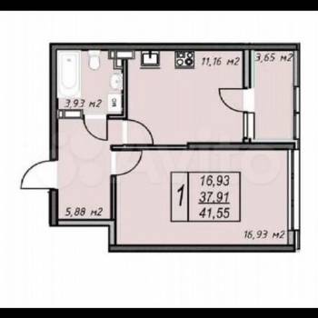 Продается 1-комнатная квартира, 41,5 м²