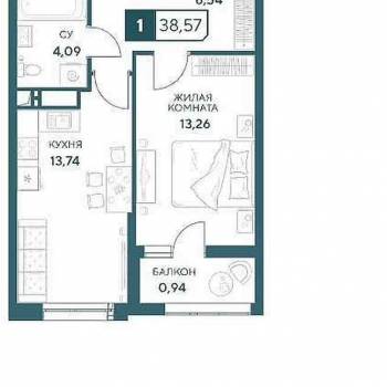 Продается 1-комнатная квартира, 39 м²