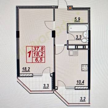 Продается 1-комнатная квартира, 44,3 м²