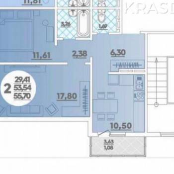 Продается 2-х комнатная квартира, 54 м²