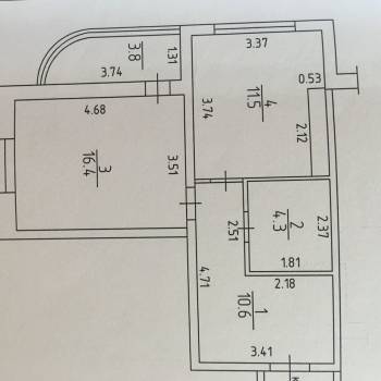 Продается 1-комнатная квартира, 46,6 м²