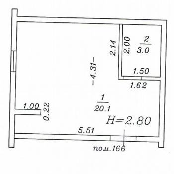 Продается 1-комнатная квартира, 23,1 м²