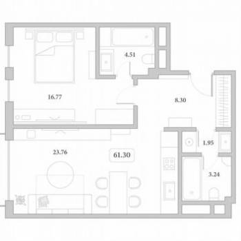 Продается 1-комнатная квартира, 41 м²
