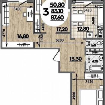 Продается 3-х комнатная квартира, 87,6 м²