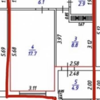Продается 1-комнатная квартира, 51,4 м²