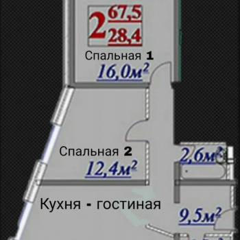 Сдается 2-х комнатная квартира, 61,2 м²