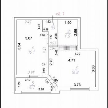Продается 1-комнатная квартира, 45,6 м²