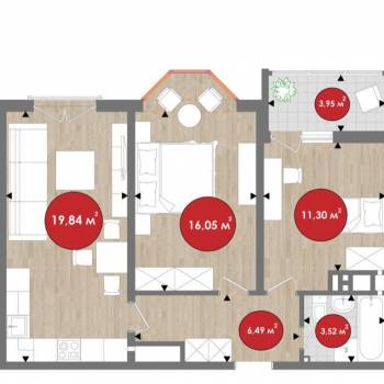 Сдается 2-х комнатная квартира, 59,2 м²