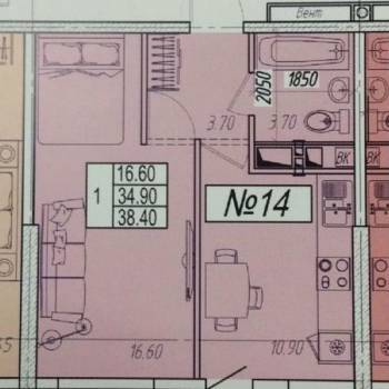 Продается 1-комнатная квартира, 38,4 м²