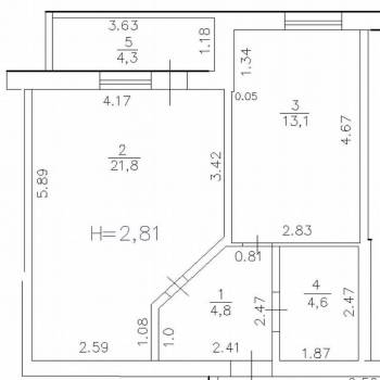 Продается 1-комнатная квартира, 44 м²