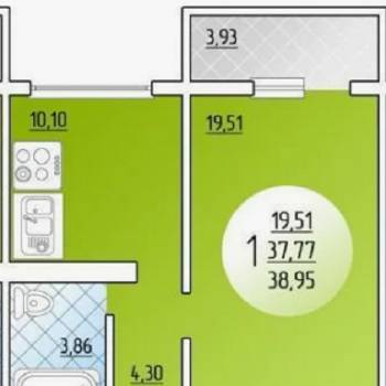 Продается 1-комнатная квартира, 38 м²