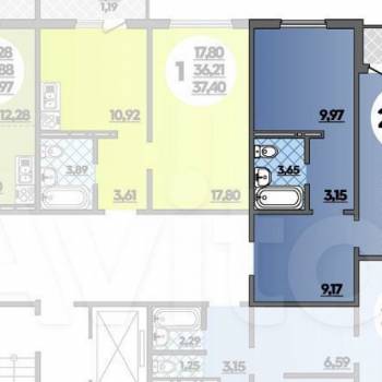 Продается 1-комнатная квартира, 42,7 м²