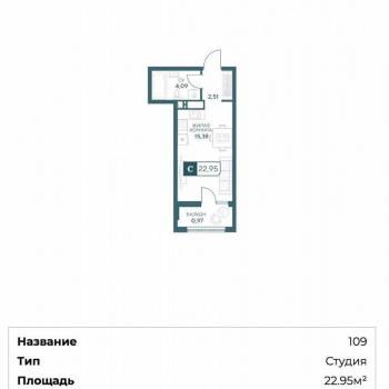 Продается 1-комнатная квартира, 23 м²