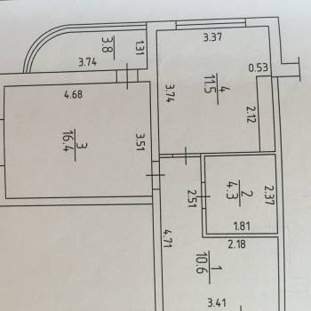 Продается 1-комнатная квартира, 46,6 м²