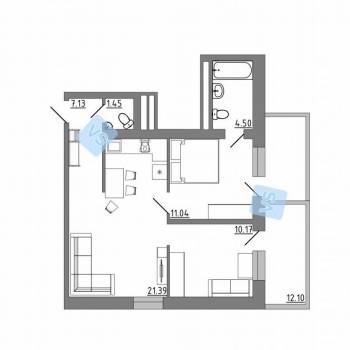 Продается 2-х комнатная квартира, 68 м²