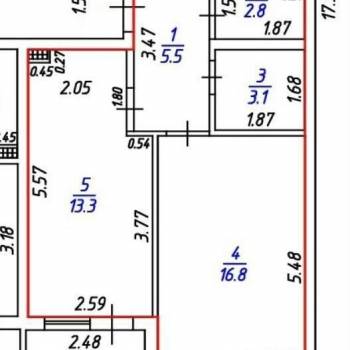 Продается 1-комнатная квартира, 41,5 м²