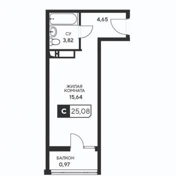 Продается 1-комнатная квартира, 25,1 м²
