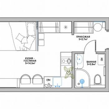 Продается 1-комнатная квартира, 19,5 м²