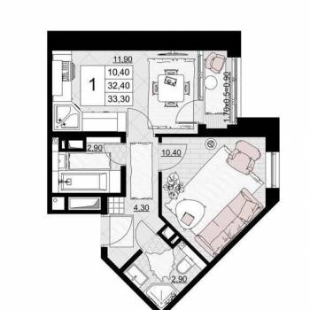 Продается 1-комнатная квартира, 30 м²