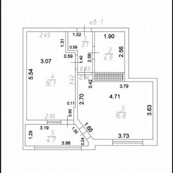 Продается 1-комнатная квартира, 45,6 м²