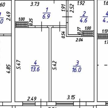 Продается 1-комнатная квартира, 53 м²
