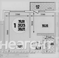 Продается 1-комнатная квартира, 38,91 м²