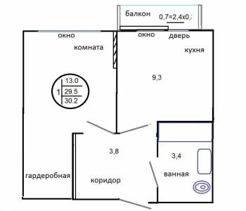 Сдается 1-комнатная квартира, 30 м²