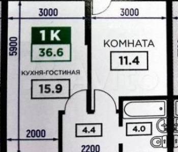 Продается 1-комнатная квартира, 37,5 м²