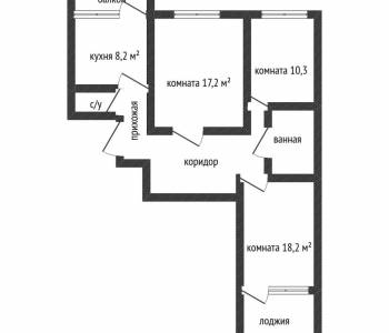 Продается 3-х комнатная квартира, 71 м²