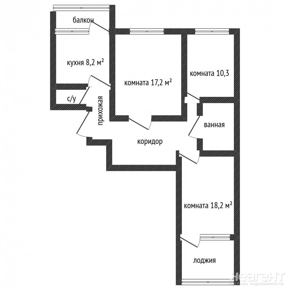 Продается 3-х комнатная квартира, 71 м²